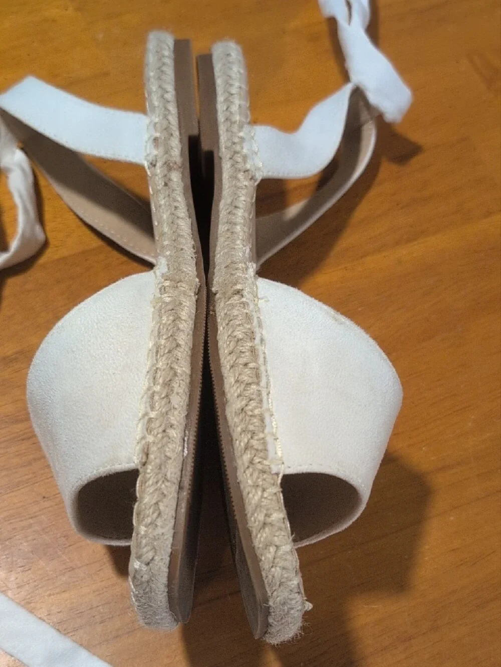 White Lace-Up Espadrille Sandals - Women